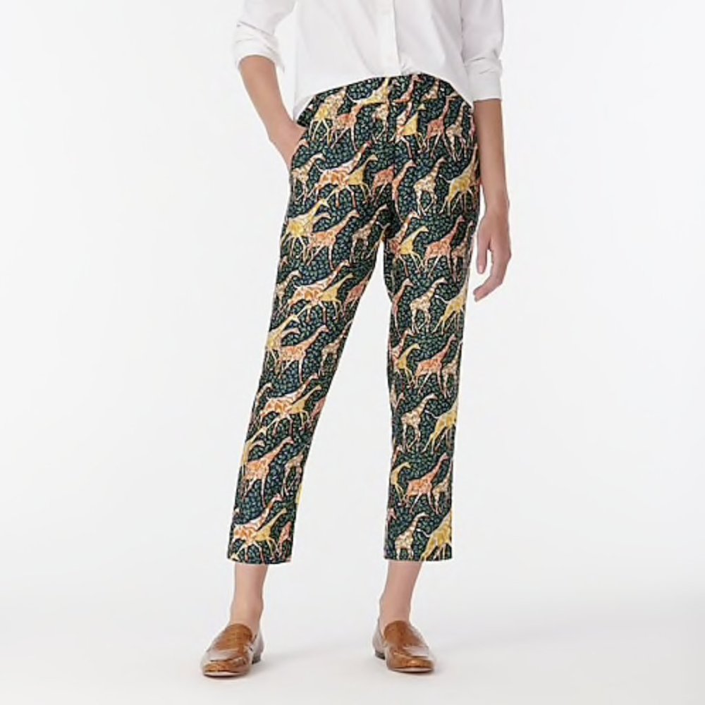 J. Crew Collection Pull-On Silk-Twill Pant in Giraffe
